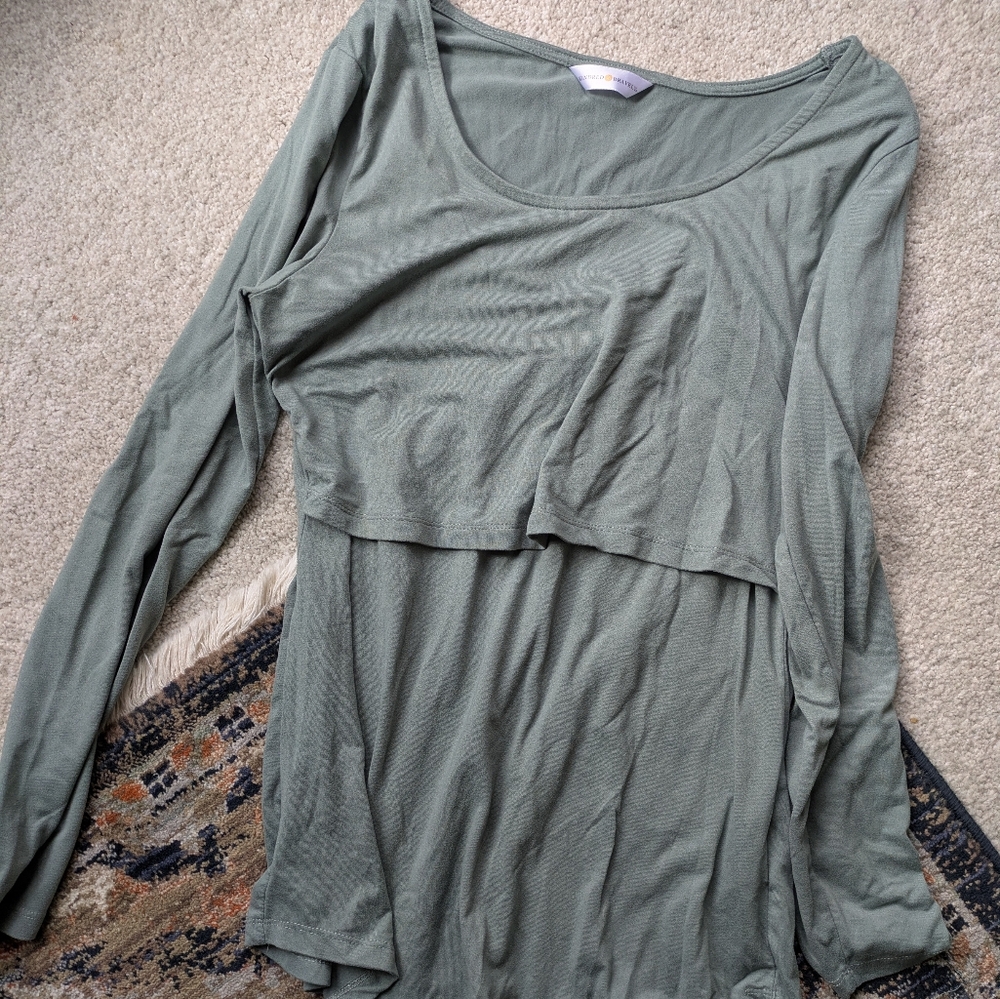 Kindred Bravely Long Sleeve Nursing Top in Sage Green